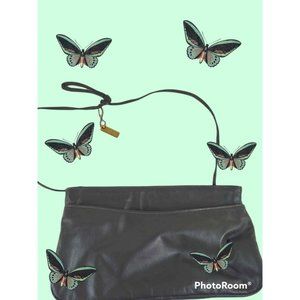 Vintage Gray Womens Letisse Purse Shoulder Bag 3 Compartments Pinch Close